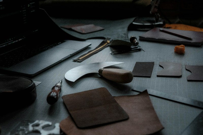 Table of leatherworking tools